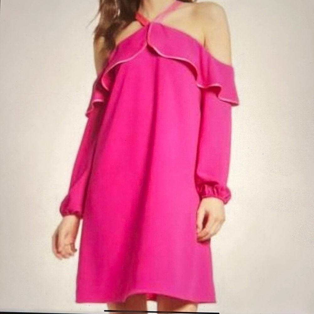 Lilly Pulitzer Hot Pink Cold Shoulder Dress. NWOT. Size 2